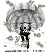 Vector Illustration of Parachuting Cash Silhouette Businessman by AtStockIllustration