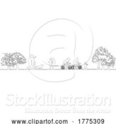 Vector Illustration of Park People Outline Silhouette Outdoor Scene by AtStockIllustration