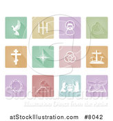 Vector Illustration of Pastel Square Flat Design Colorful Christian Icons with Rounded Corners by AtStockIllustration