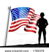 Vector Illustration of Patriotic Soldier American Flag Background Concept by AtStockIllustration