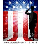 Vector Illustration of Patriotic Soldier Saluting American Flag by AtStockIllustration