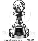 Vector Illustration of Pawn Chess Piece Vintage Woodcut Style Concept by AtStockIllustration