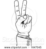 Vector Illustration of Peace Victory Hand Business Suit Two Finger Sign by AtStockIllustration