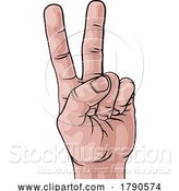Vector Illustration of Peace Victory V Sign Hand Comic Pop Art by AtStockIllustration