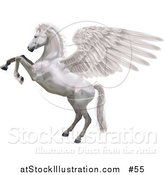 Vector Illustration of Pegasus, Rearing up on Its Hind Legs by AtStockIllustration