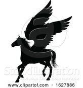 Vector Illustration of Pegasus Silhouette Mythological Winged Horse by AtStockIllustration