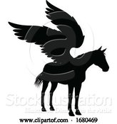 Vector Illustration of Pegasus Silhouette Mythological Winged Horse by AtStockIllustration