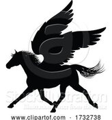 Vector Illustration of Pegasus Silhouette Mythological Winged Horse by AtStockIllustration