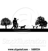 Vector Illustration of People Enjoying the Park Silhouettes by AtStockIllustration