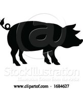 Vector Illustration of Pig Farm Animal Silhouette by AtStockIllustration