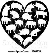 Vector Illustration of Pig Heart Silhouette Concept by AtStockIllustration