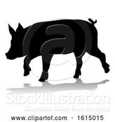 Vector Illustration of Pig Silhouette Farm Animal, on a White Background by AtStockIllustration