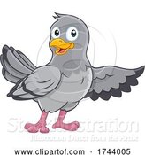 Vector Illustration of Pigeon Cute Dove Bird Pointing with Wing by AtStockIllustration