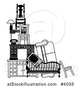 Vector Illustration of Pile of Black and White Furniture and Items by AtStockIllustration