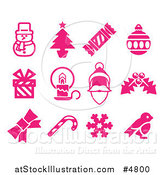 Vector Illustration of Pink Christmas Item Icons by AtStockIllustration