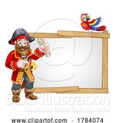 Vector Illustration of Pirate and Parrot Background by AtStockIllustration