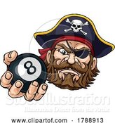 Vector Illustration of Pirate Angry Pool 8 Ball Billiards Mascot by AtStockIllustration