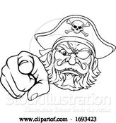 Vector Illustration of Pirate Captain Character Mascot Pointing by AtStockIllustration