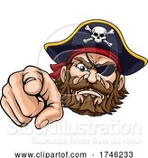 Vector Illustration of Pirate Captain Character Mascot Pointing by AtStockIllustration