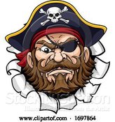 Vector Illustration of Pirate Captain Mascot Tearing Background by AtStockIllustration