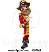Vector Illustration of Pirate Captain Peeking Pointing Sign by AtStockIllustration