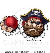 Vector Illustration of Pirate Cricket Ball Sports Mascot by AtStockIllustration