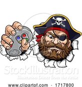 Vector Illustration of Pirate Gamer Video Game Controller Mascot by AtStockIllustration