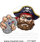 Vector Illustration of Pirate Gamer Video Game Controller Mascot by AtStockIllustration