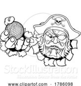 Vector Illustration of Pirate Golf Ball Sports Mascot by AtStockIllustration