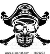 Vector Illustration of Pirate Hat Skull and Crossbones by AtStockIllustration