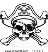 Vector Illustration of Pirate Hat Skull and Crossbones by AtStockIllustration