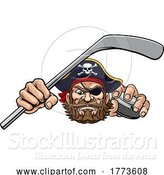 Vector Illustration of Pirate Ice Hockey Sports Mascot by AtStockIllustration