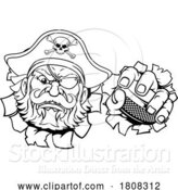 Vector Illustration of Pirate Ice Hockey Sports Mascot by AtStockIllustration