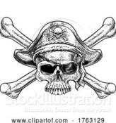 Vector Illustration of Pirate Skull Crossbones Skeleton Grim Reaper by AtStockIllustration