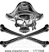 Vector Illustration of Pirate Skull Crossbones Skeleton Grim Reaper by AtStockIllustration