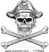 Vector Illustration of Pirate Skull Crossbones Skeleton Grim Reaper by AtStockIllustration
