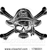 Vector Illustration of Pirate Skull Crossbones Skeleton Grim Reaper by AtStockIllustration