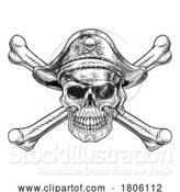 Vector Illustration of Pirate Skull Crossbones Skeleton Grim Reaper by AtStockIllustration