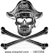 Vector Illustration of Pirate Skull Crossbones Skeleton Grim Reaper by AtStockIllustration