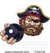 Vector Illustration of Pirate Ten Pin Bowling Ball Sports Mascot by AtStockIllustration