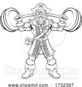 Vector Illustration of Pirate Weight Lifting Barbell Mascot by AtStockIllustration