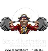 Vector Illustration of Pirate Weight Lifting Barbell Mascot by AtStockIllustration