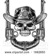 Vector Illustration of Pistols and Skull with Sheriff Star and Cowboy Hat by AtStockIllustration