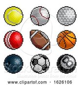 Vector Illustration of Pixel Art 8 Bit Video Arcade Game Sport Ball Icons by AtStockIllustration
