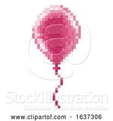Vector Illustration of Pixel Art Balloon 8 Bit Arcade Video Game Icon by AtStockIllustration