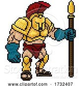 Vector Illustration of Pixel Trojan Spartan Game 8 Bit Gladiator Warrior by AtStockIllustration