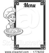 Vector Illustration of Pizza Chef Cook Guy Menu Sign Background by AtStockIllustration