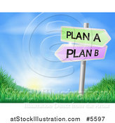 Vector Illustration of Plan a or Plan B Decision Signs over a Sunrise by AtStockIllustration