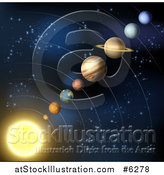 Vector Illustration of Planets of the Solar System and Stars of Outer Space by AtStockIllustration