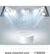 Vector Illustration of Platform Podium White Background Spotlight Lights by AtStockIllustration